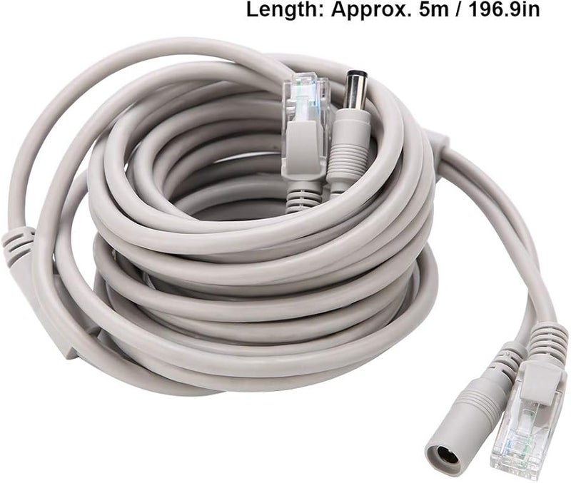 5M Poe Ethernet Cable Kit For IP Cameras NVR CCTV With Integrated Power Supply - Image 2